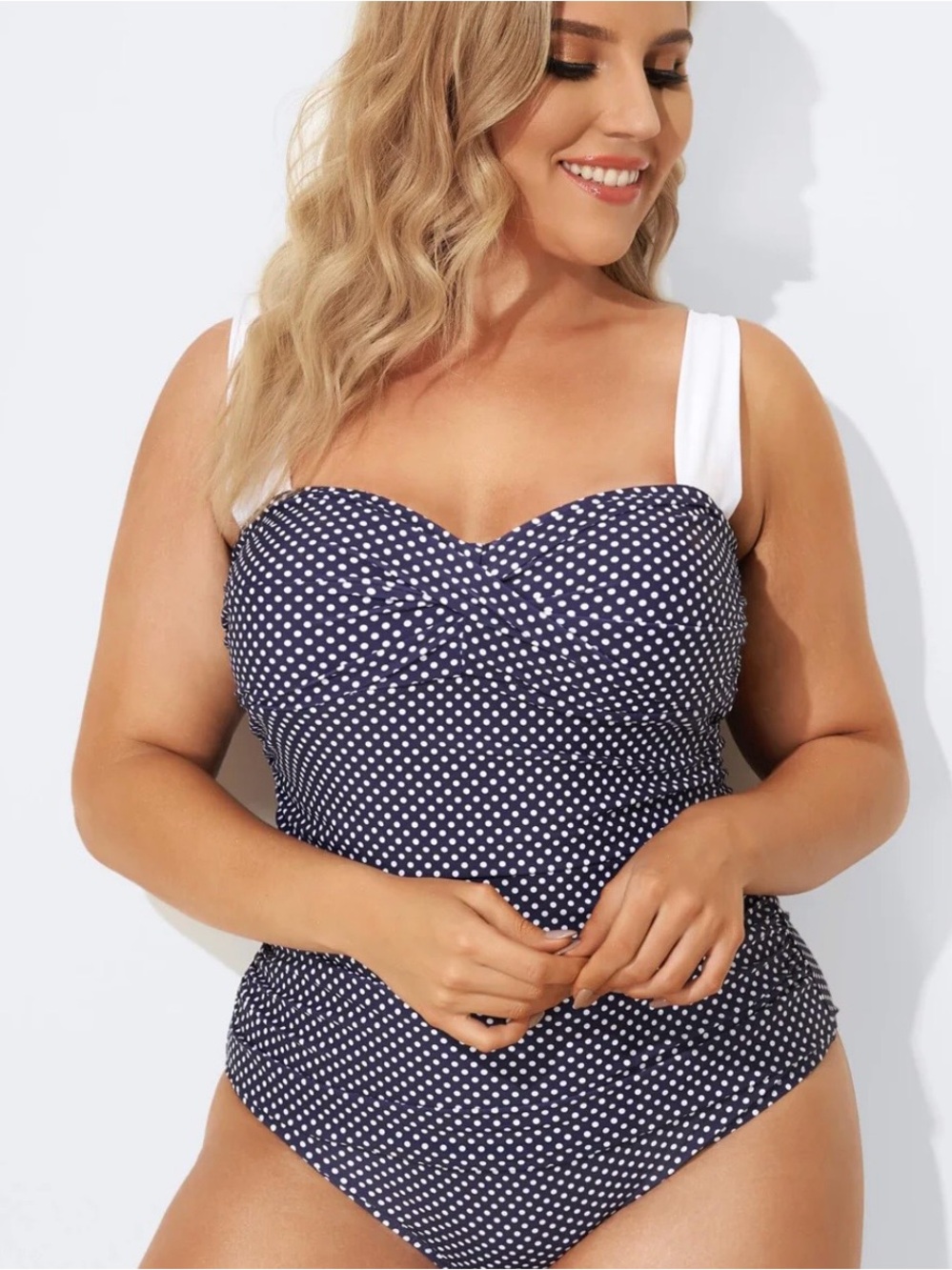 Polka Dot Navy Plus-Size One-Piece Swimsuit by - Picture 3 of 3